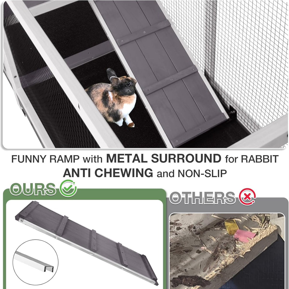 2-Story Indoor Rabbit Hutch with Chew-Proof Outdoor Rabbit Cage with 6 Locking Casters Bunny Cage 2