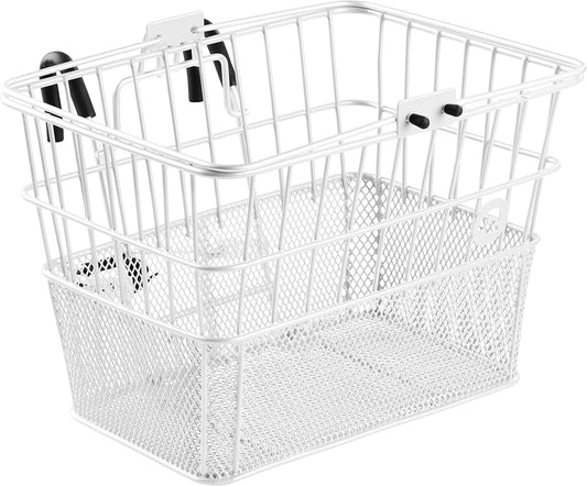 Retrospec Apollo Detachable Front Bike Basket Steel Half-Mesh with Integrated Detachable Hooks and