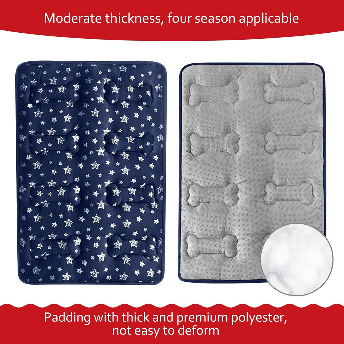 Dog Crate Mat (42" X 28"), Soft Dog Bed Mat with Cute Prints, Personalized Crate Pad, Anti-Slip