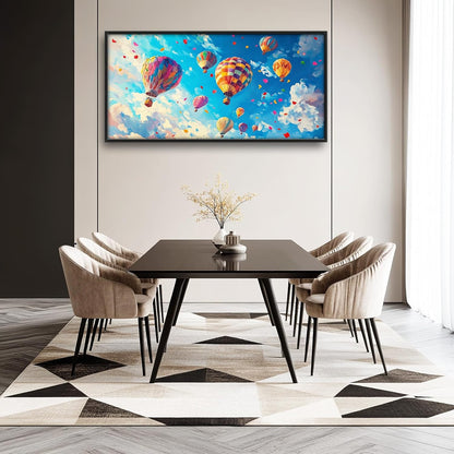 Hot Air Balloon Large Wall Art for Living Room, Framed Oversized Hot Air Balloon Wall Decor