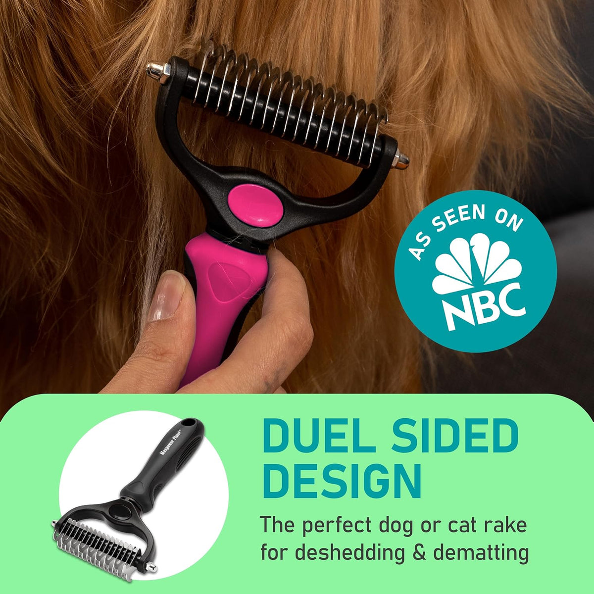 Maxpower Planet Hair Brush - Double Sided Shedding, Dematting Undercoat Rake for Dogs, Cats - Extra