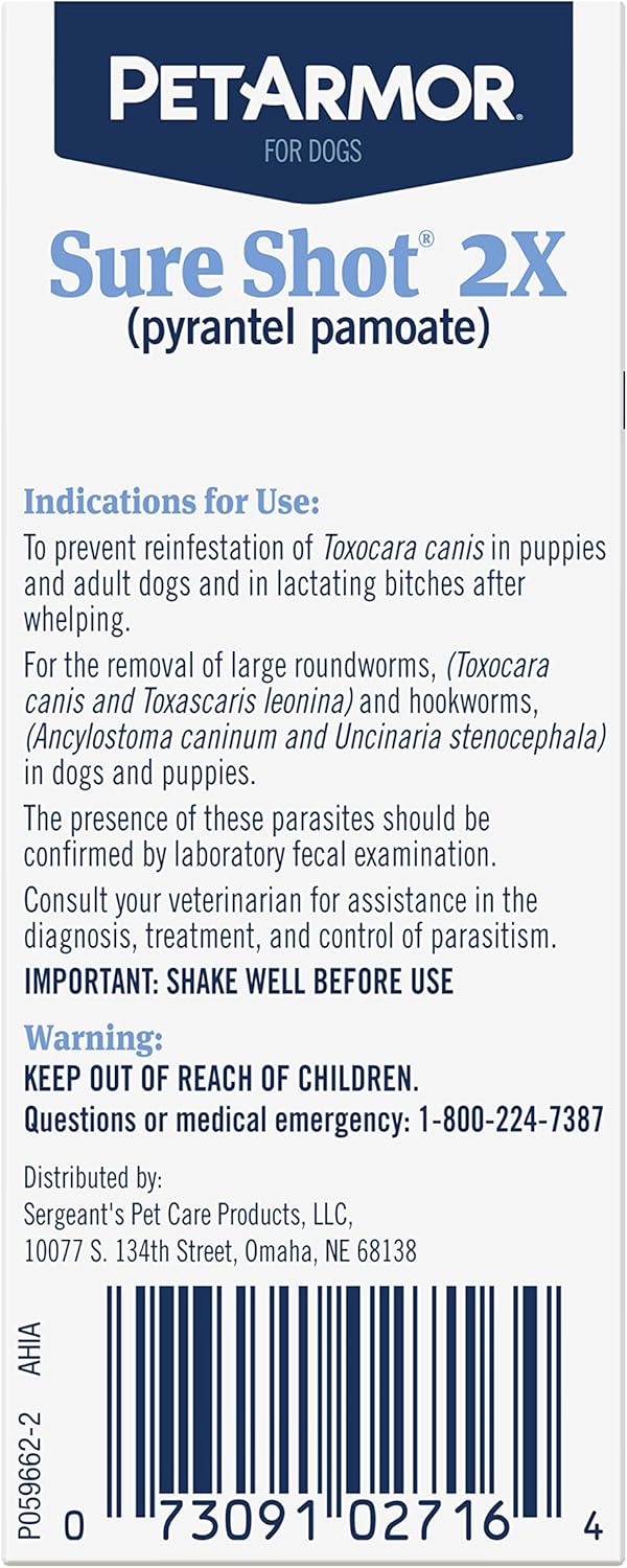 PetArmor Sure Shot Liquid De-Wormer for Dogs and Puppies, Liquid De-Wormer Treats Roundworms &