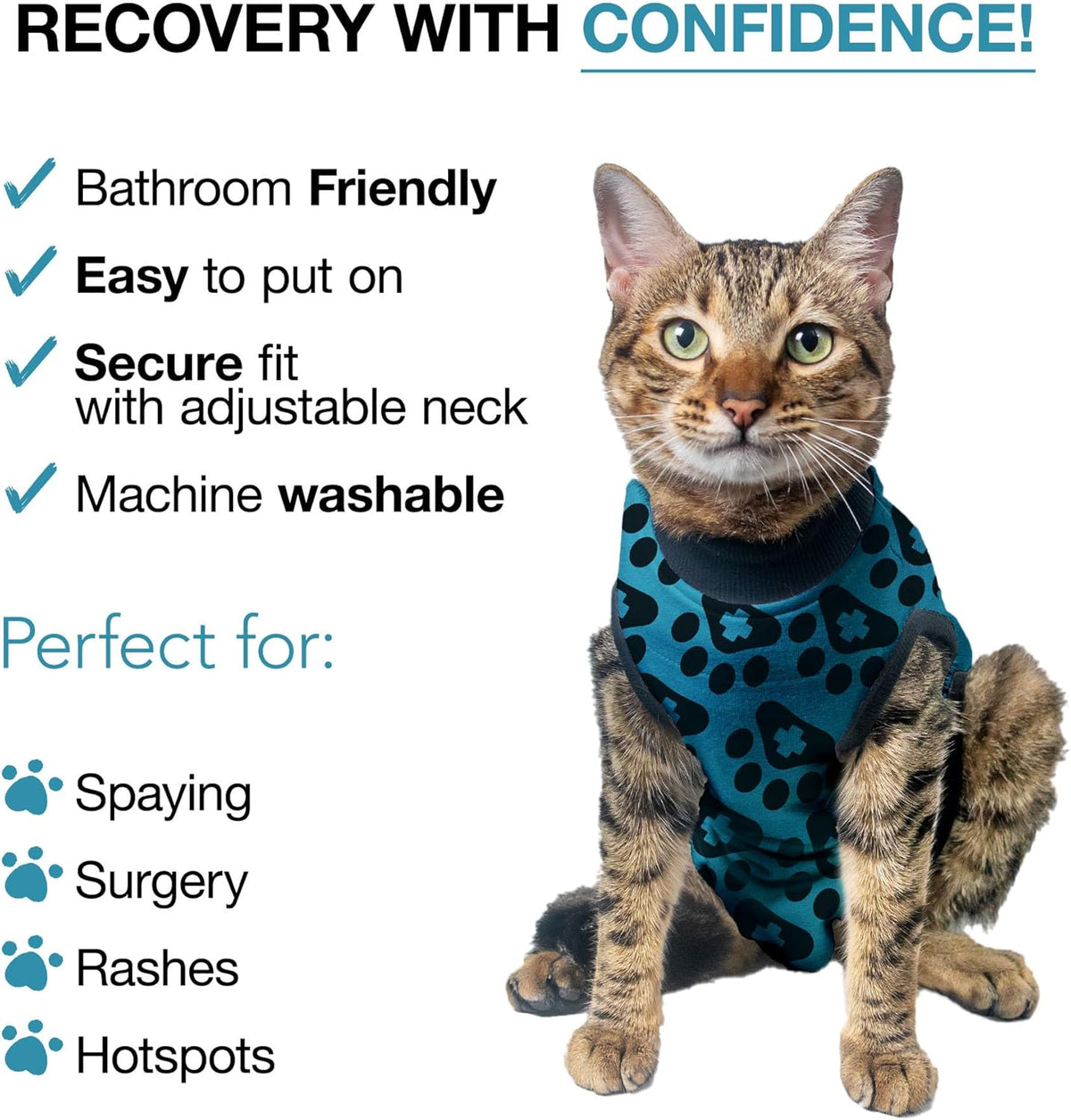 Bellyguard Cat Recovery Suit Female and Male, Comfy Onesie After Surgery, Kitten Clothes for