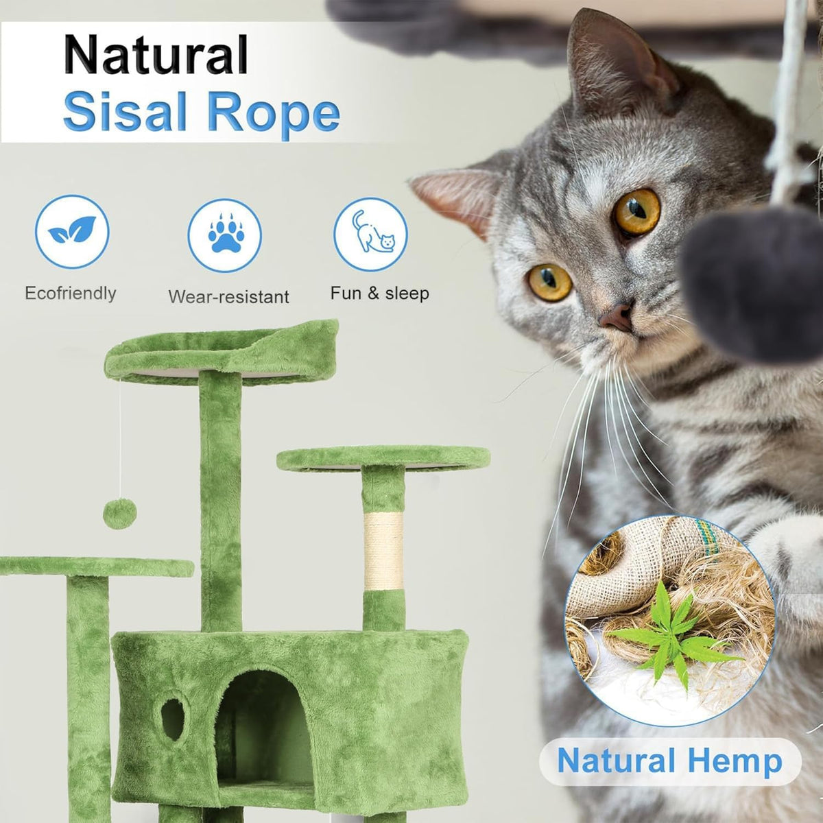 FDW Cat Tree 70in Cat Tower Multi-Level Durable Cat Scratching Post & Cozy Fun Cat Jumping Platform