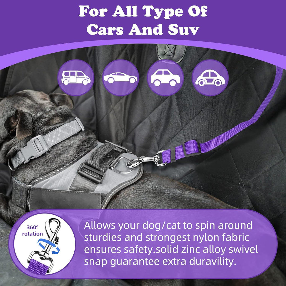 BWOGUE Pet Dog Cat Seat Belts, Car Headrest Restraint Adjustable Safety Leads Vehicle Seatbelt