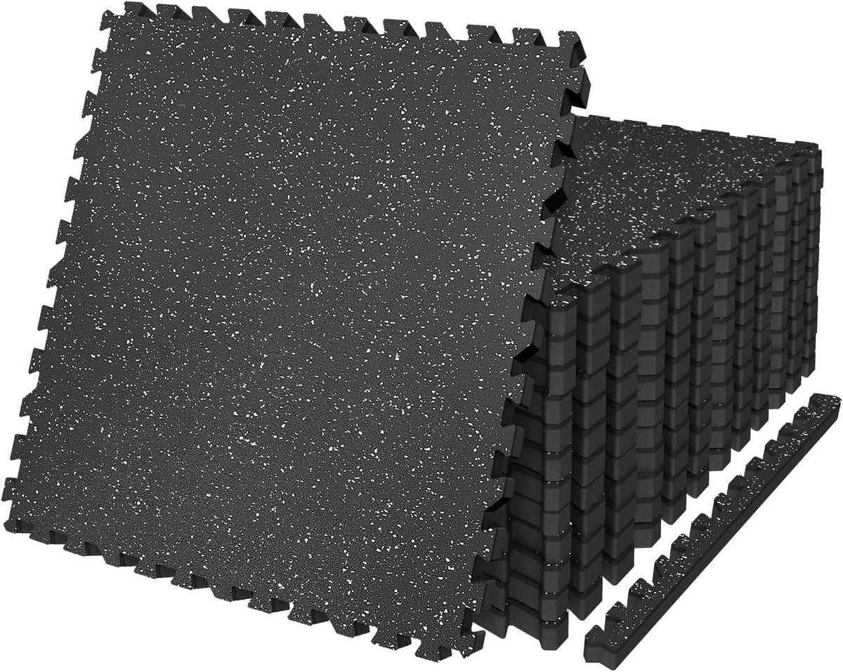 AIRHOP 0.79in Thick 24 Sq Ft Exercise Equipment Mats, 6 Tiles Upgraded Rubber Top with High Density