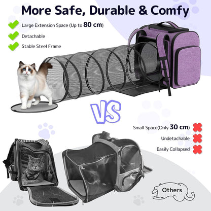 Pawtners Cat Carrier Backpacks Expandable Cat Backpack with Breathable Mesh, Pet Carrier Backpack