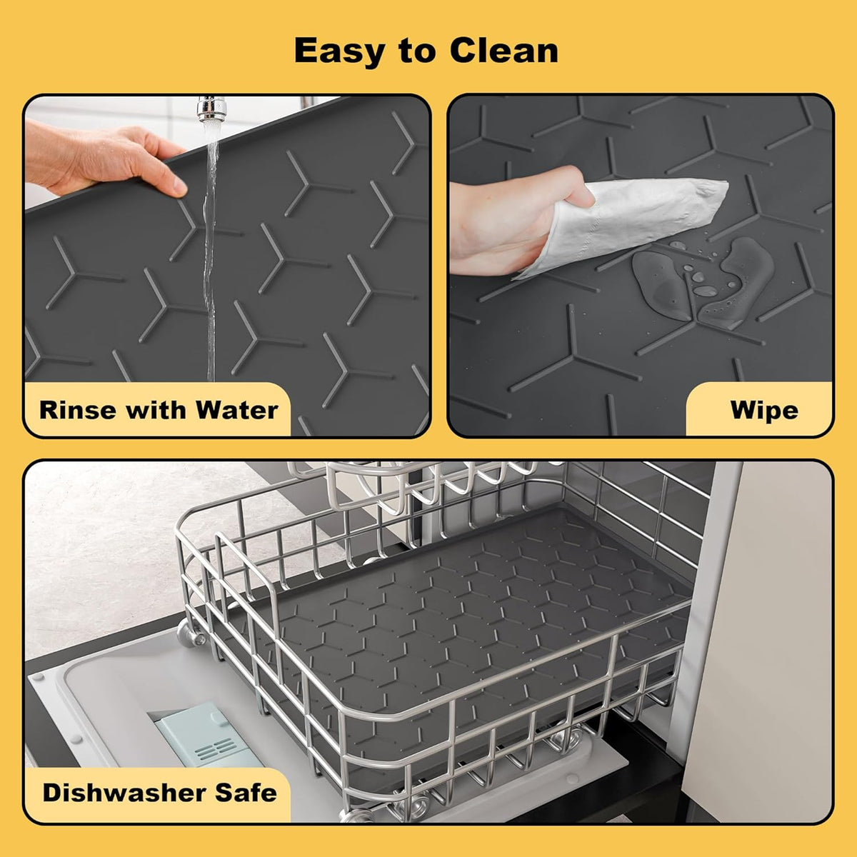Pieviev Dog Cat Food Bowl Mat, Silicone Waterproof Food Grade Pet Food Mat for Floor, High Raised
