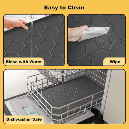Pieviev Dog Cat Food Bowl Mat, Silicone Waterproof Food Grade Pet Food Mat for Floor, High Raised