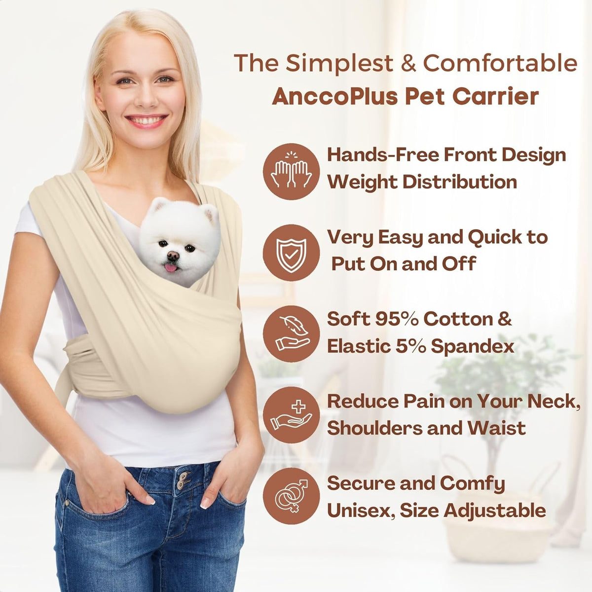Dog Carriers for Small Dogs, Front Facing Dog Sling Carrier, Hands Free Cat Carrier, Size