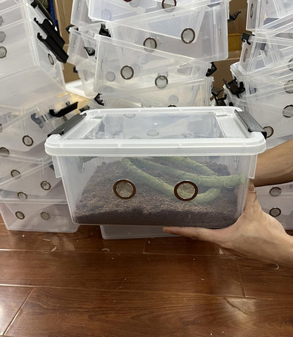 2pcs Large Reptile Feeding Box Snake Breeding Box Plastic Reptile Tank for