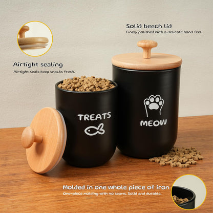 Cat Treat Container with Airtight Lid, Cat Food Oganizer Dry Food, Cat Food Storage Containers, Pet
