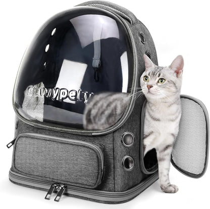 Cat Backpack Carrier, Breathable Cat Carrier Large Space Bubble Pet Backpack for Kitty Small Dog up