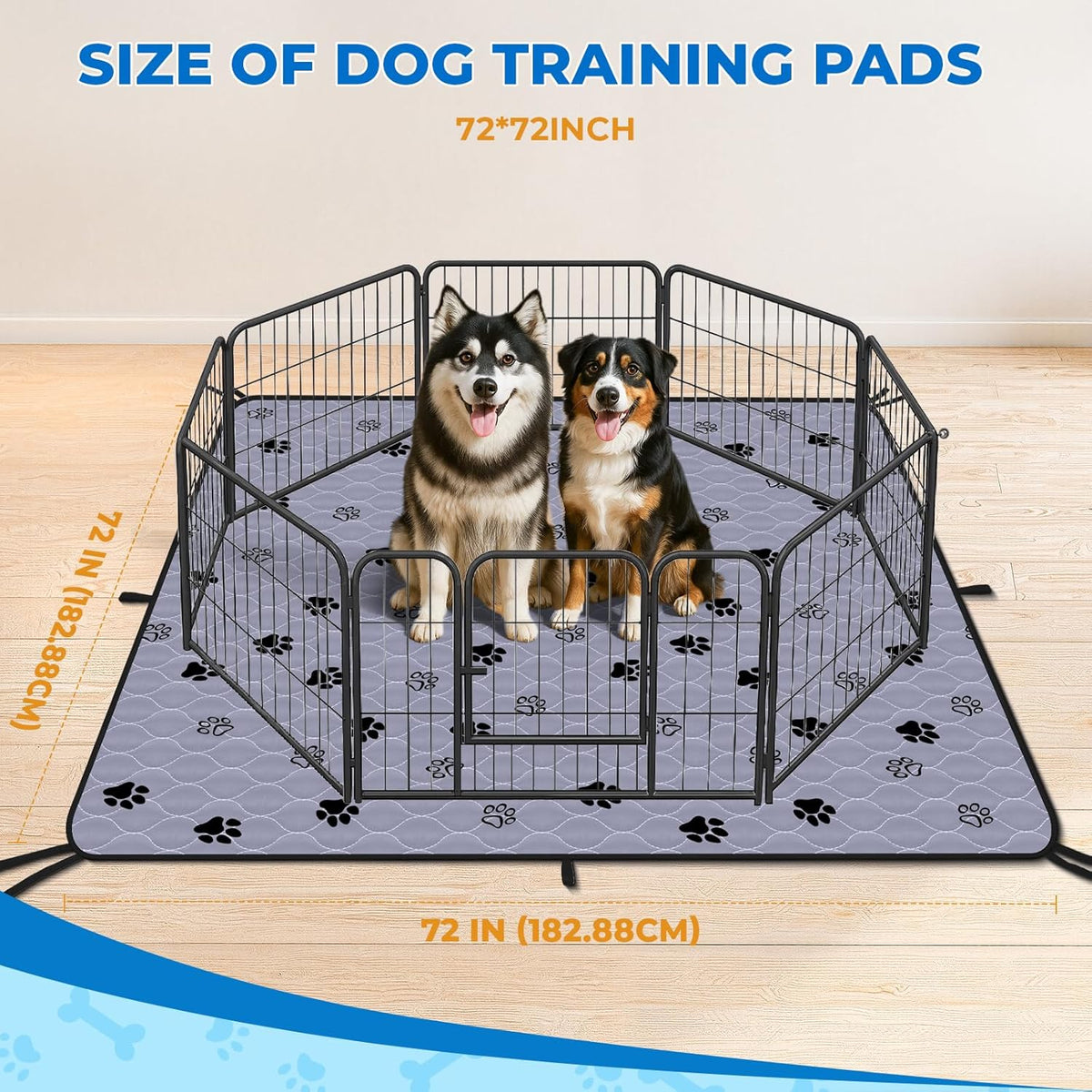 Fostanfly Washable Pee Pads for Dogs, 72"x72"-2 Pack Extra Large Reusable Potty Pads for Floor