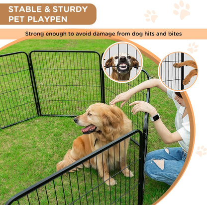 BestPet Dog Playpen Indoor 40 inch 6 Panels Metal Dog Pen Pet Dog Fence Outdoor Exercise Pen with
