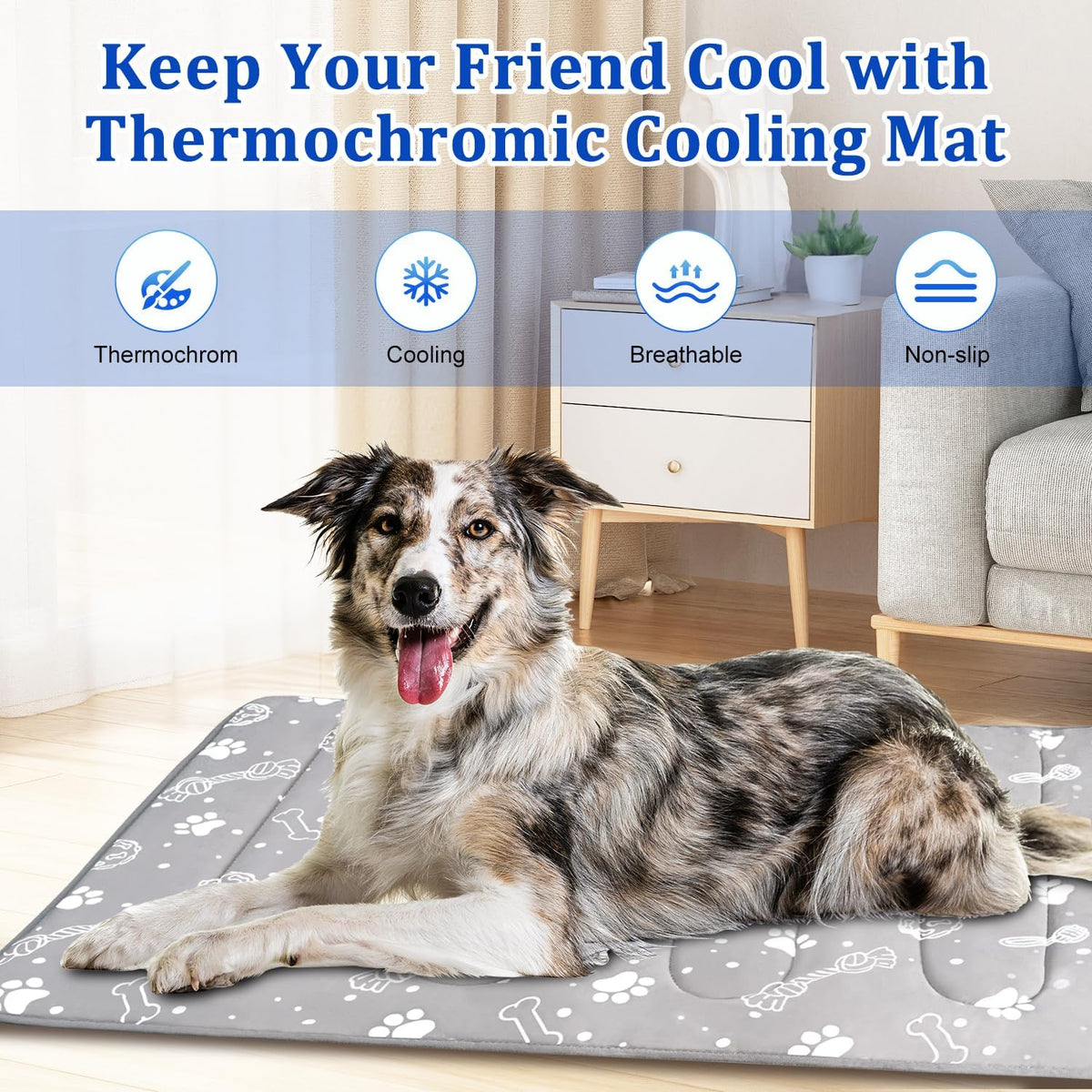 MH MYLUNE HOME Upgrade Cooling Mat for Pets, 44”x32” Arc-Chill Fiber Reinforced Padding