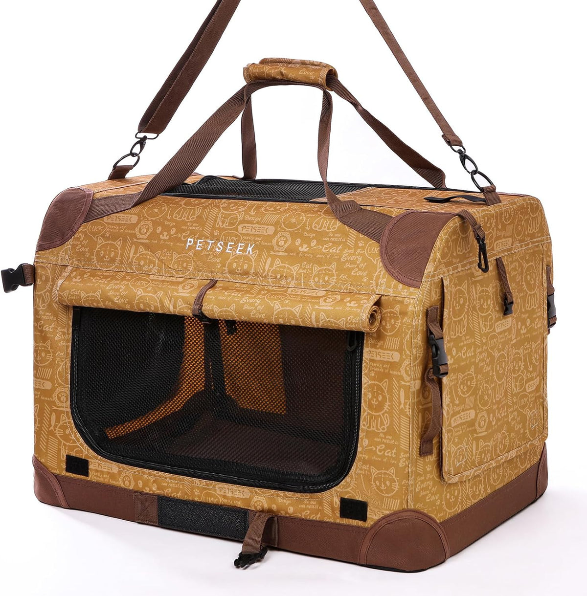 Extra Large Cat Carrier Soft Sided, Portable Small Dog Carrier for 2 Cats, 24"x16.5"x16" Car Travel