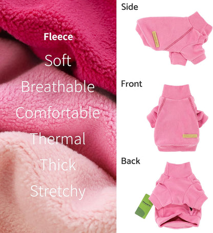 Fitwarm Classic Fleece Dog Sweater, Turtleneck Dog Sweatshirt, Cat Apparel, Pink, Rose, Baby Pink