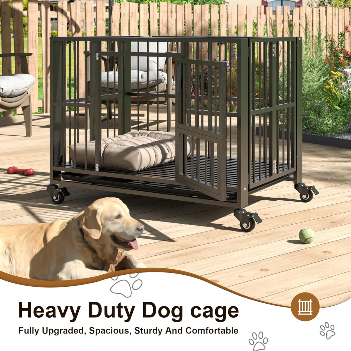 Polar Aurora Heavy Duty Dog Crate, Foldable Indestructible Dog Kennel, Escape Proof Extra Large Dog