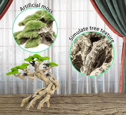 Novelsite Fish Tank Decoration- Cliff Bonsai Trees with Faux Moss- Aquarium Decoration Aqua