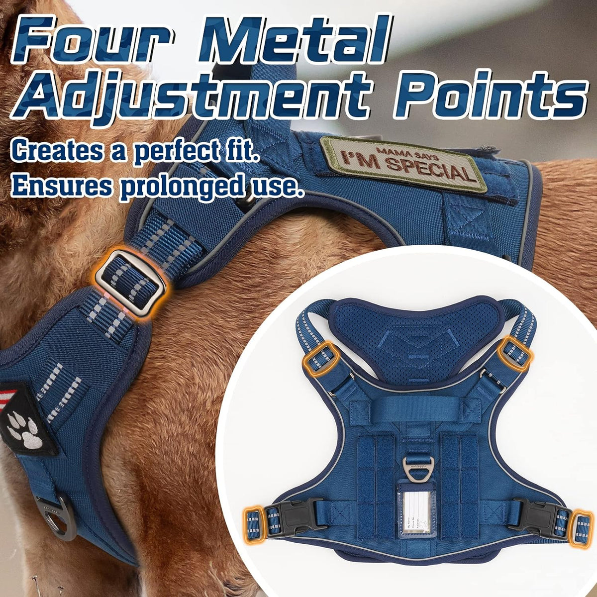 rabbitgoo Dog Harness No Pull, Military Dog Harness Medium Sized Dog with Handle & Molle, Easy