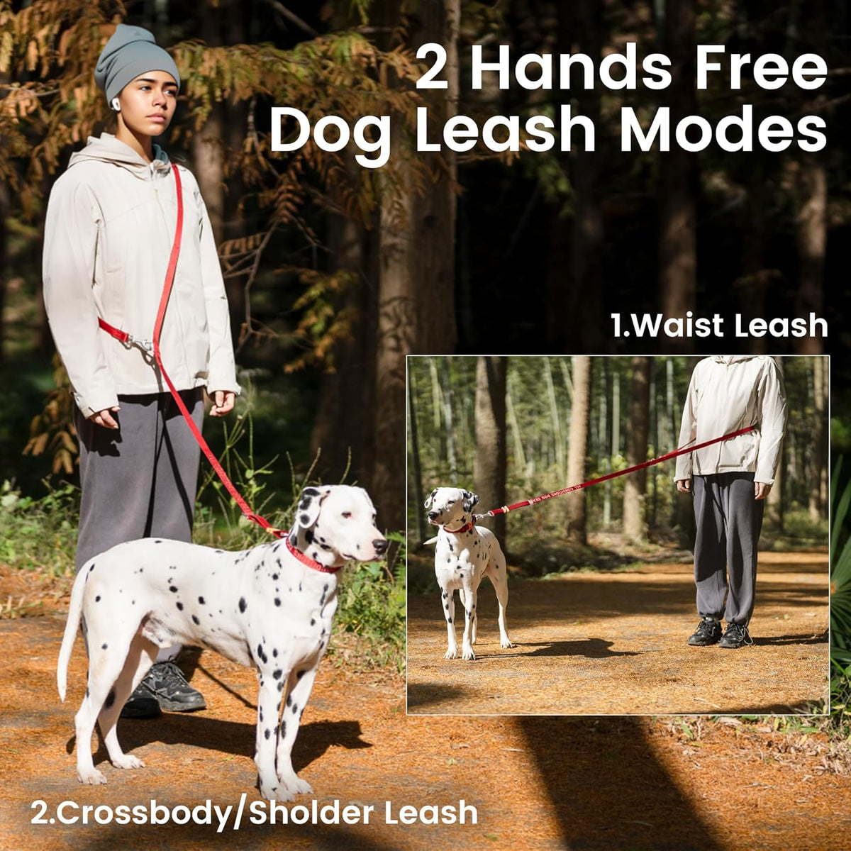 HOWGO 8-in-1 Multifunctional Hands Free Dog Training Leash with Padded Handle, 8.5 FT Nylon