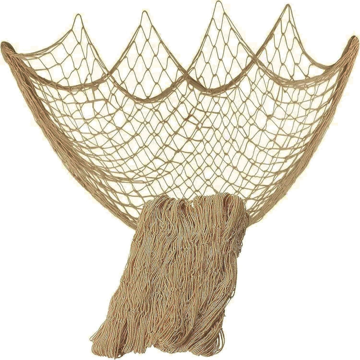 Nature Fish Net Wall Decoration with Shells, Ocean Themed Wall Hangings Fishing Net Party Decor for