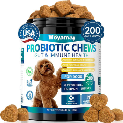 Dog Probiotic for Dogs, 200 Soft Treats Dog Probiotics for Digestive Health & Immune System