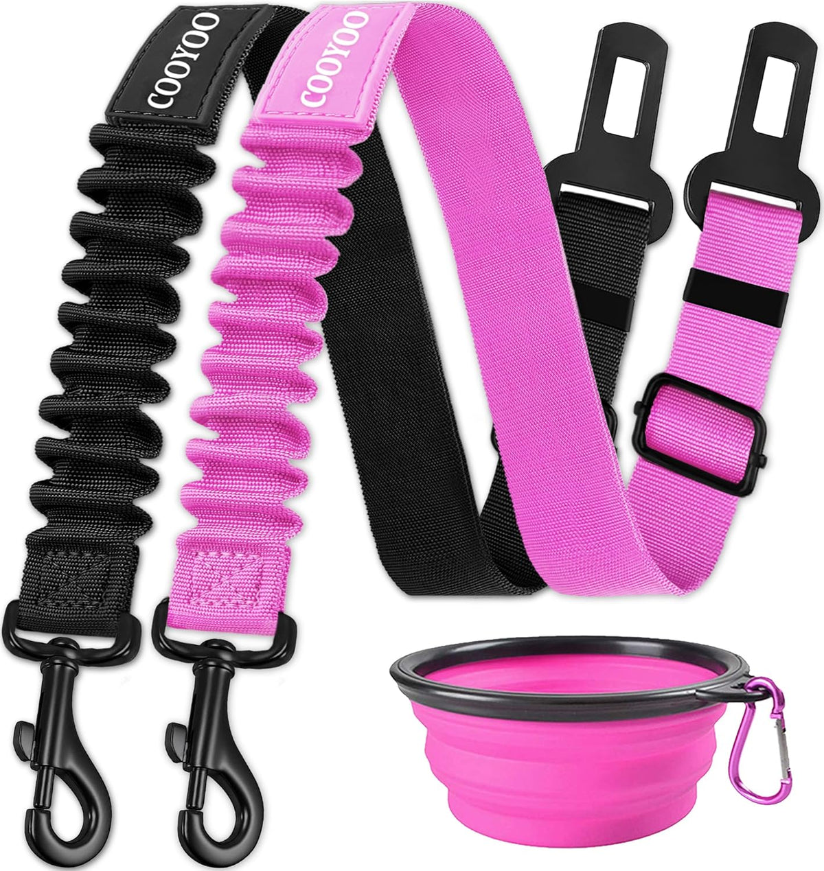 COOYOO Dog Seat Belt,3 Piece Set Retractable Dog Car Adjustable Seatbelts for Vehicle Nylon Pet