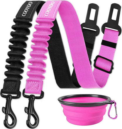 COOYOO Dog Seat Belt,3 Piece Set Retractable Dog Car Adjustable Seatbelts for Vehicle Nylon Pet