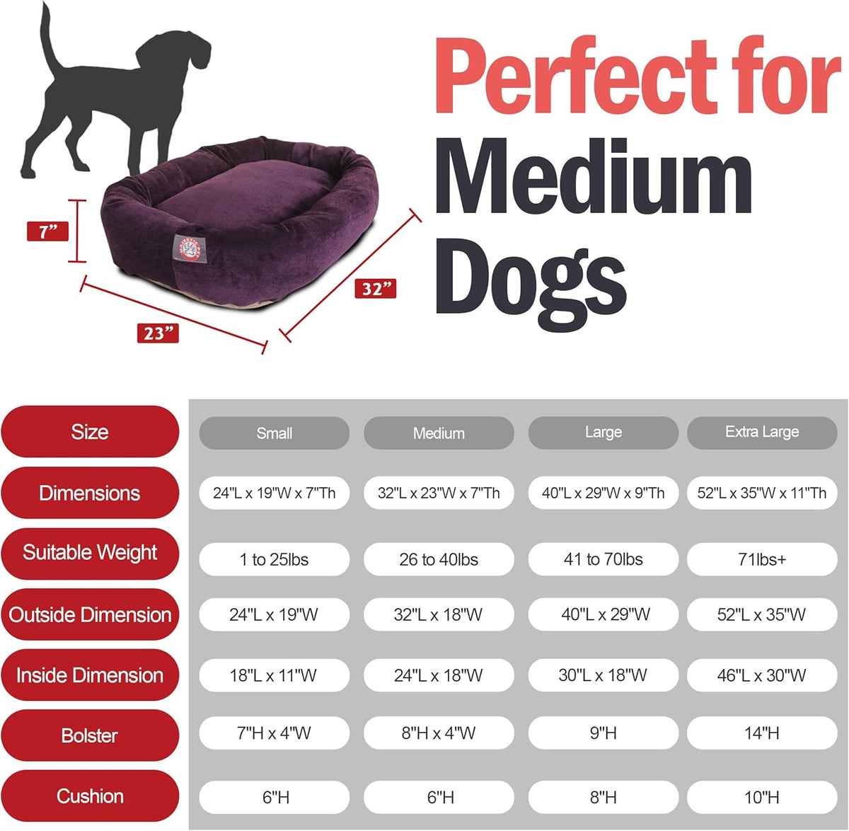 Majestic Pet 32 Inch Micro Velvet Calming Dog Bed Washable 32x23x7 (inch) – Cozy Soft Round Donut