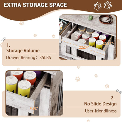 Dog Furniture Crate, 47" Large Dog Crate Furniture w/ 2 Storage Draws & Removable Divider for