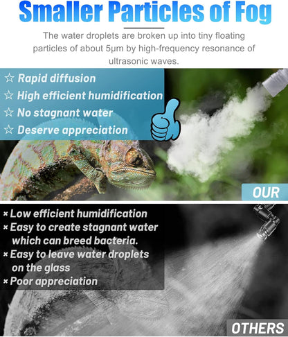 Top fill Reptile Fogger Terrariums Humidifier Fog Machine Mister with 4L Visible Large Tank &