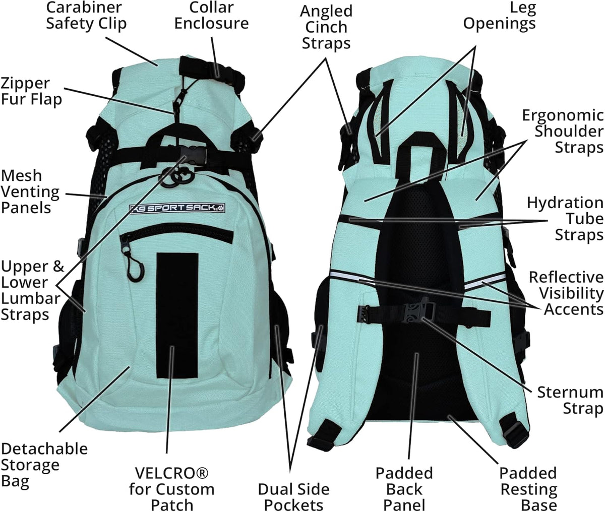 K9 Sport Sack Plus 2 - Medium, Summer Mint - Ideal for Dogs 17-19” Long - Adjustable