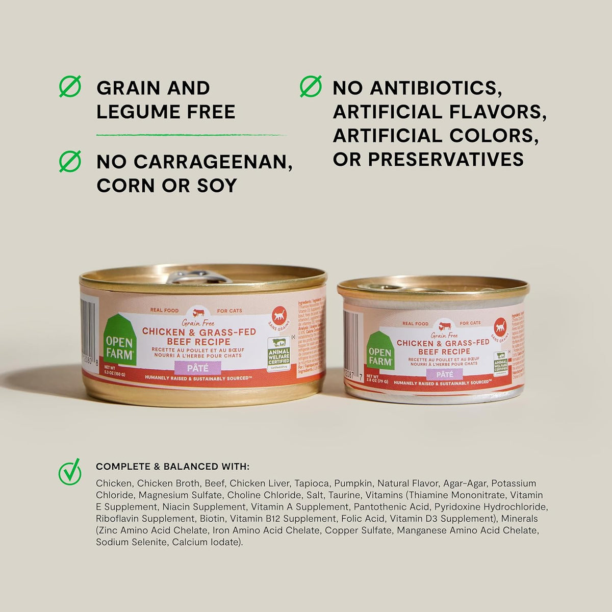 Open Farm Canned Cat Food, Paté for Complete & Balanced Nutrition, Grain-Free and Legume-Free Wet