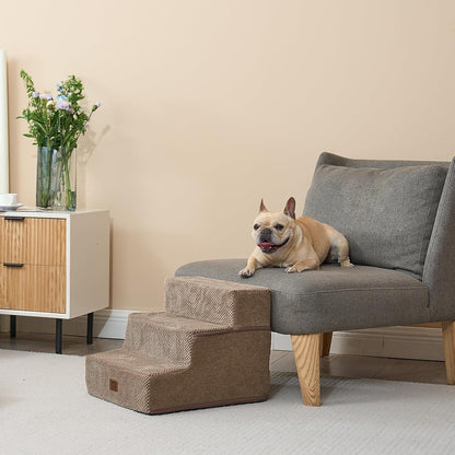 EHEYCIGA Dog Stairs for Small Dogs 13.5" H, 3-Step Dog Steps for Couch Sofa and Chair, Pet Steps
