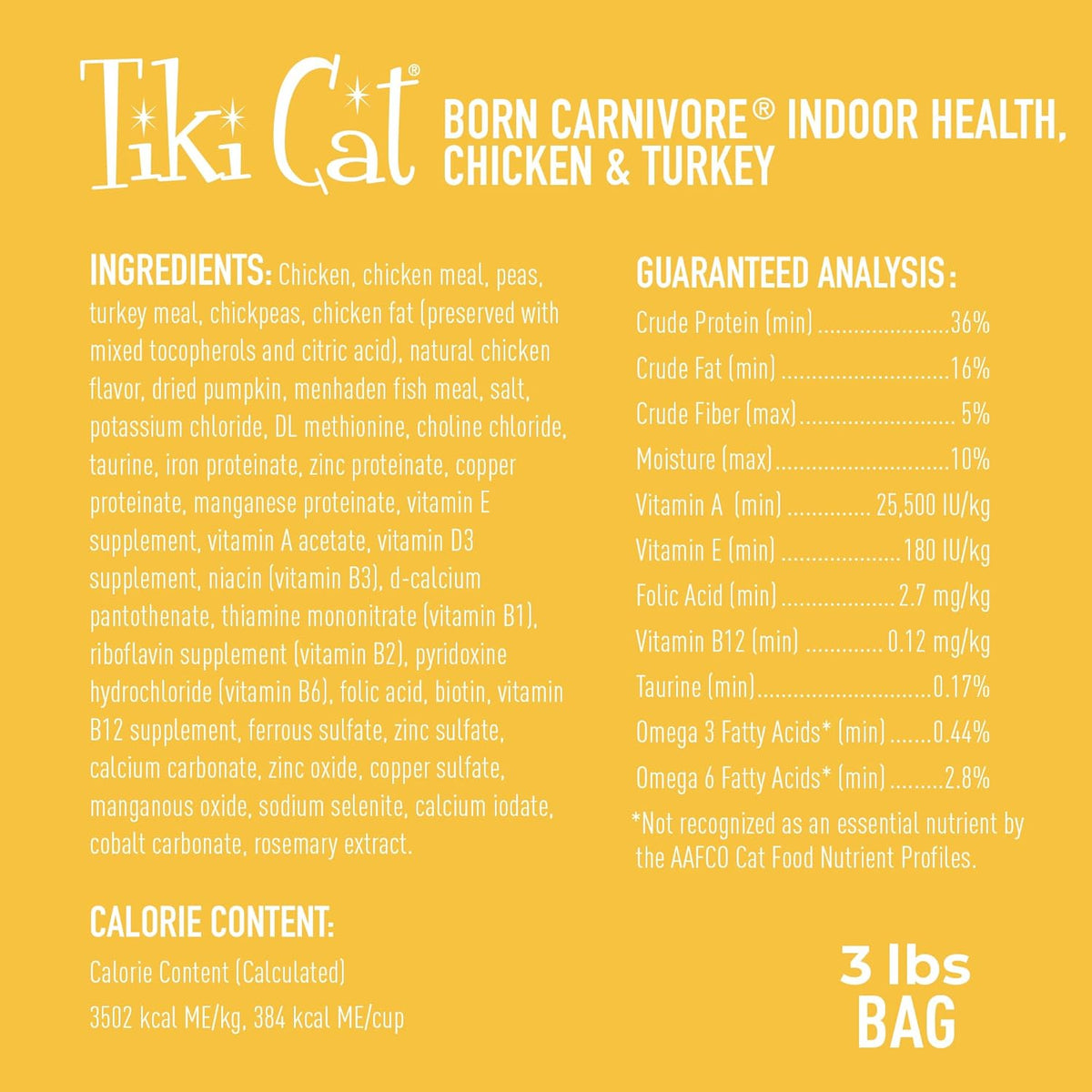 Tiki Cat Born Carnivore High Protein, Indoor Health, Chicken and Turkey Meal Recipe, Grain-Free