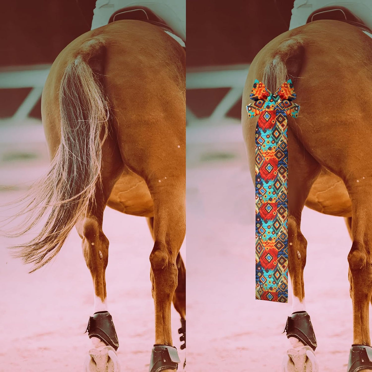 6 Pcs Horse Tail Bag Breathable Guard 22" Slip on Horse Care Tail Wrap 2 Strand Closure Straps