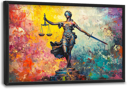 Extra Large Lady Justice Framed Wall Art for Living Room,Oversized Scales of Justice Pictures Wall