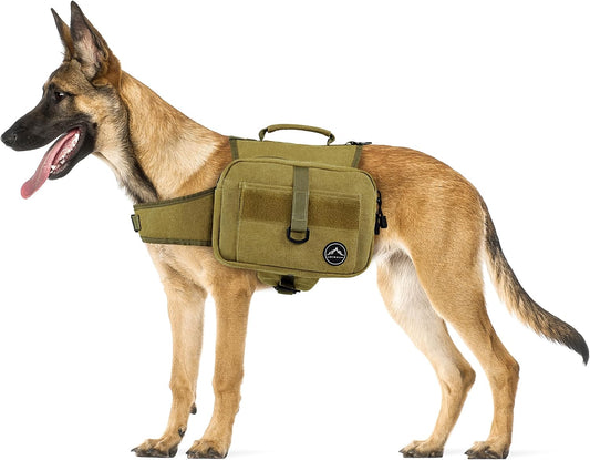 Himal Outdoors Dog Backpack & Saddle Bag, Tactical Hiking Backpack for Large Dogs with Side Pockets