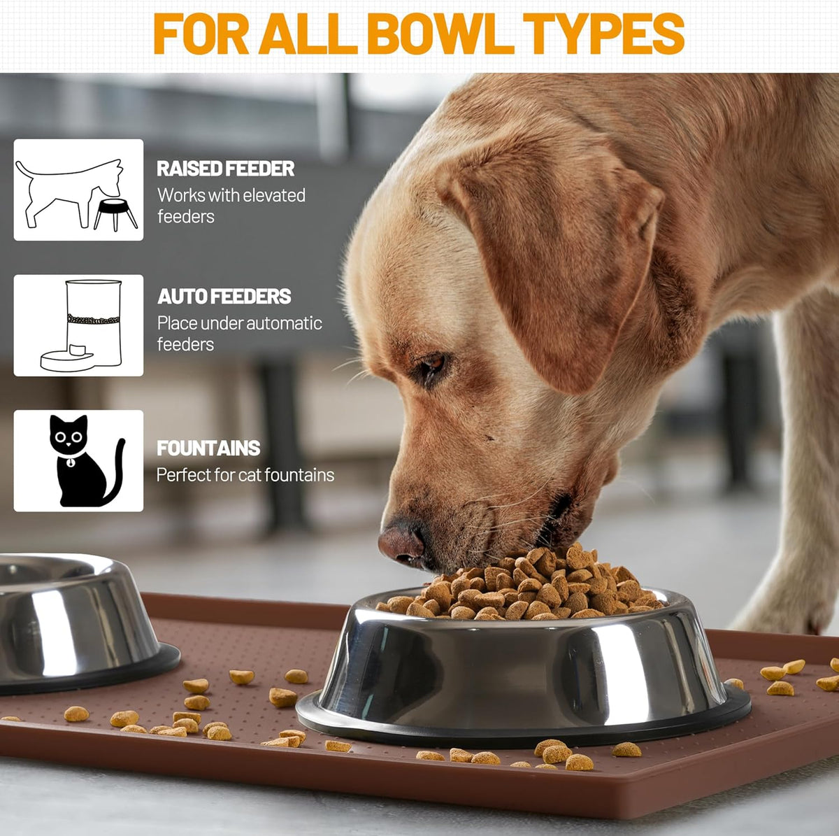 Hubulk Dog Feeding Mat,100% Waterproof Food Grade Silicone Pet Food and Water Bowl