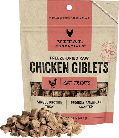 Vital Essentials Chicken Giblets Cat Treats, 1 oz | Freeze-Dried Raw | Single Protein | Grain Free