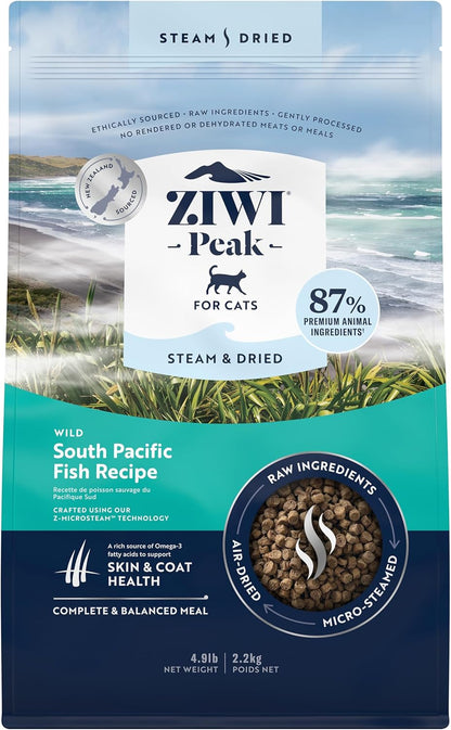 ZIWI Peak Steam & Dried Cat Food – Wild South Pacific Fish - High Protein, Skin & Coat Health, Low