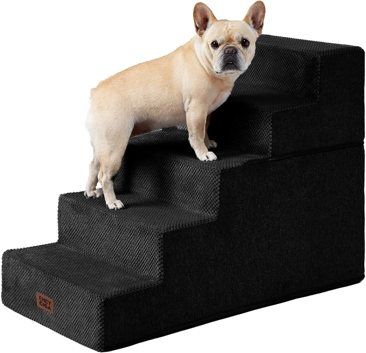 EHEYCIGA Dog Stairs for High Bed 25" H, 5-Step Extra Wide Dog Steps for Bed, Pet Steps for Small