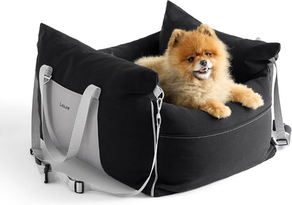 Lesure Small Dog Car Seat for Small Dogs - Waterproof Dog Booster Car Seat with Storage Pockets