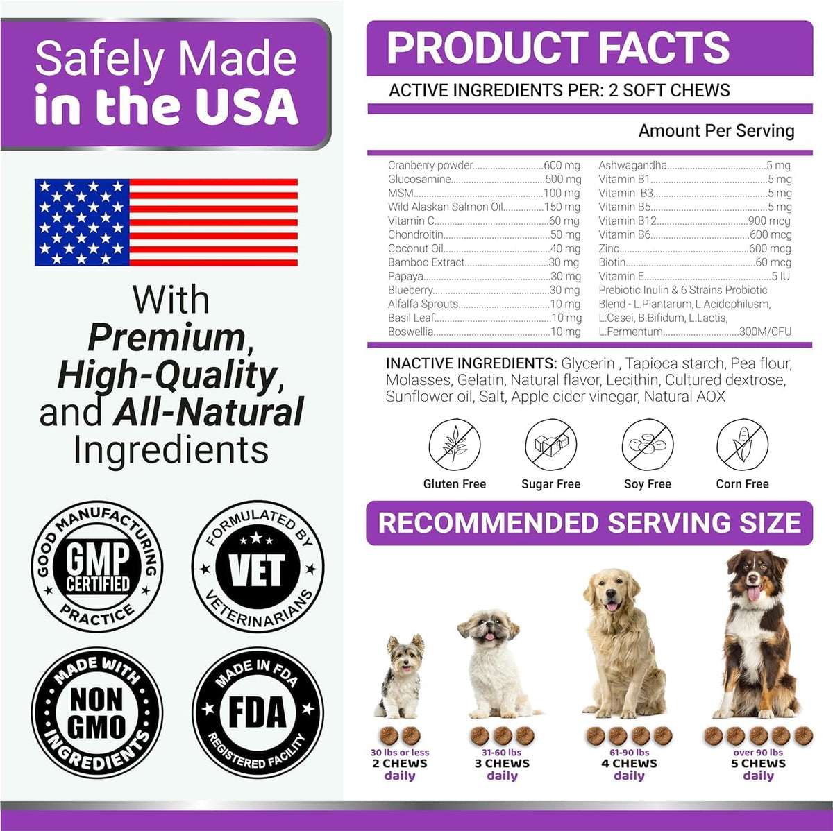 2-Pack Dog Multivitamin Chewable with Glucosamine - Dog Vitamins and Supplements - Senior & Puppy