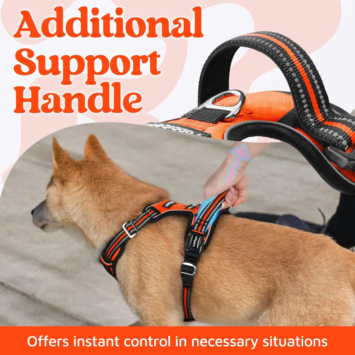rabbitgoo Dog Harness for Large Dogs, No Pull Pet Vest with 3 Buckles, Adjustable Soft Padded Pet