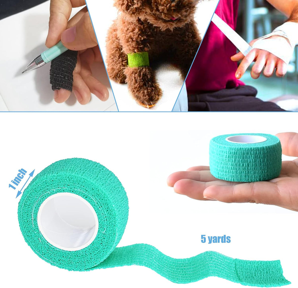 9 Pack 1" x 5 Yards Self Adhesive Bandage Wrap Self Stick Wrap for Ankle, Wrist, Finger, Sports