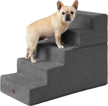 EHEYCIGA Dog Stairs for High Bed 25" H, 5-Step Extra Wide Dog Steps for Bed, Pet Steps for Small
