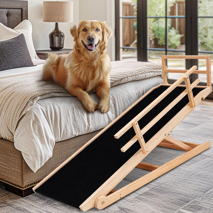 Dog Ramp, 5 Level Adjustable Height Folding Pet Ramp for High Bed, Portable Paw Ramps Large Bed